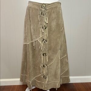 Vintage Suede Western Fringe Skirt with Conchos Size 14